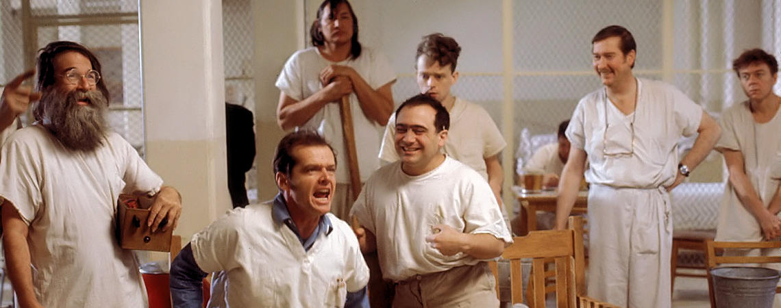 Jack Nicholson, Danny DeVito, Brad Dourif, William Redfield, Will Sampson, Delos V. Smith Jr. | "One Flew Over the Cuckoo's Nest" (1975) *