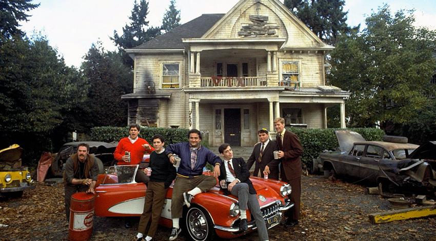 John Belushi, Tom Hulce, Tim Matheson, Stephen Furst, Bruce McGill, Peter Riegert, James Widdoes | "Animal House" (1978) [b]